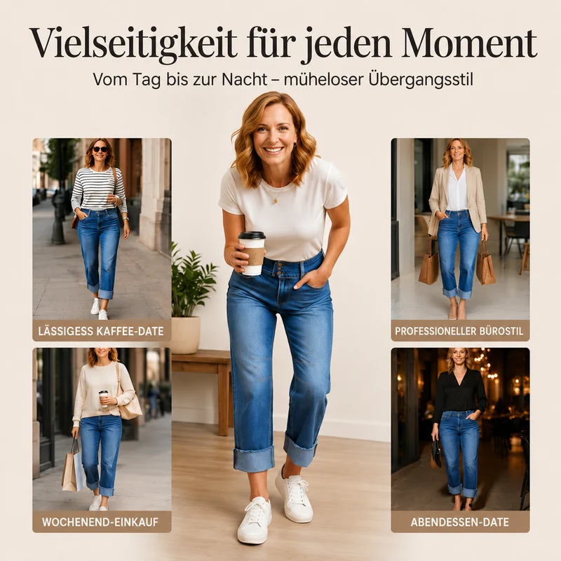 Breldha | Figurformende Cropped-Jeans mit hohem Bund