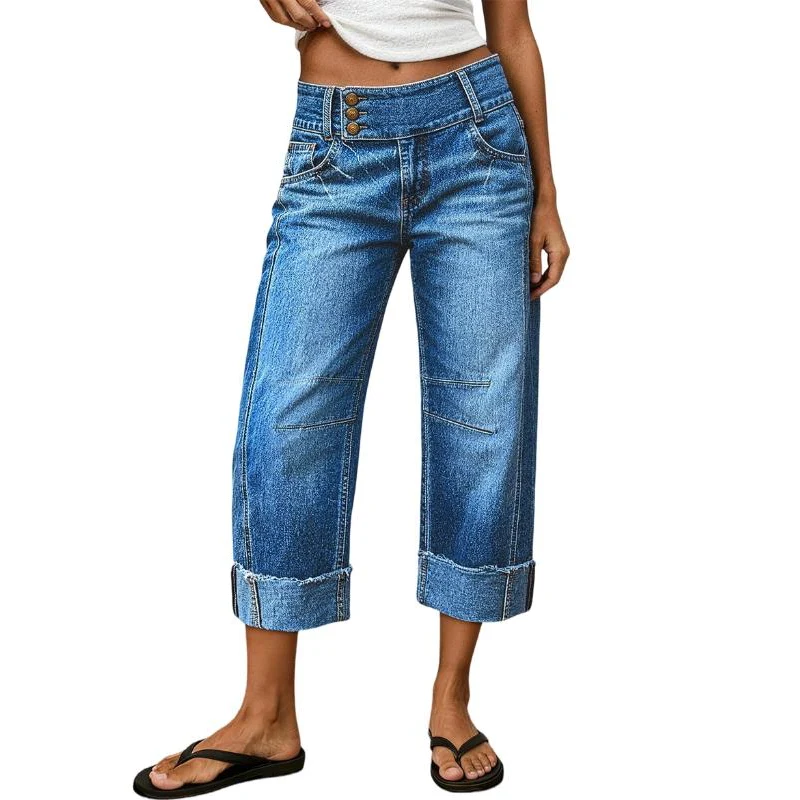 Breldha | Figurformende Cropped-Jeans mit hohem Bund