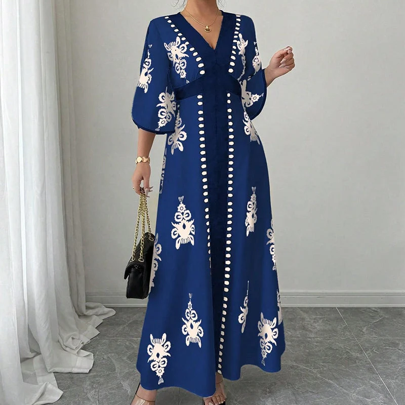 Qoucie | V-Ausschnitt-Maxikleid mit eleganter Sommernote