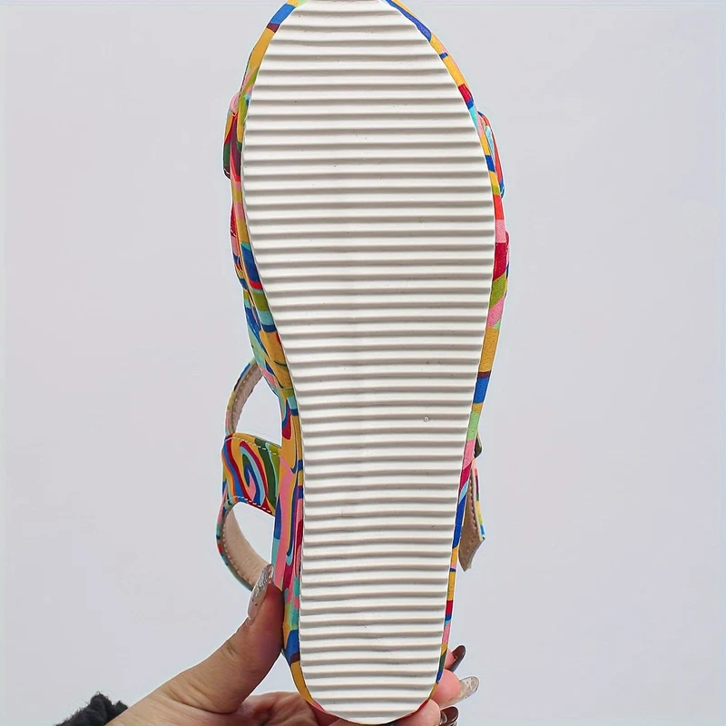Amelorac | Bunte Keilsandalen mit stabilem Plateau