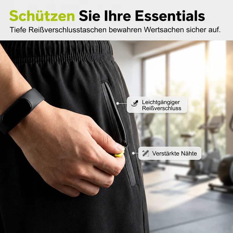 Dello | Leichte Sportshorts mit sicherem Taschenverschluss