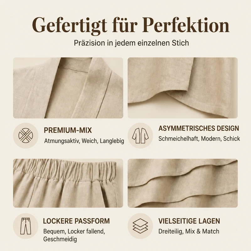 Hirelina | Atmungsaktives Resort-Set mit offenem Cardigan