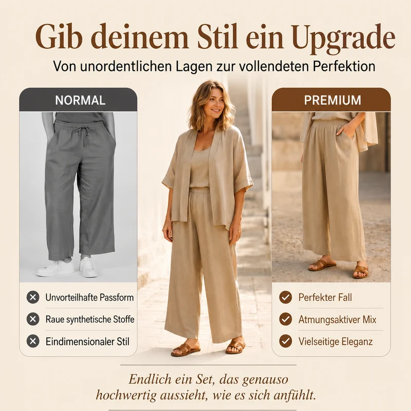 Hirelina | Atmungsaktives Resort-Set mit offenem Cardigan