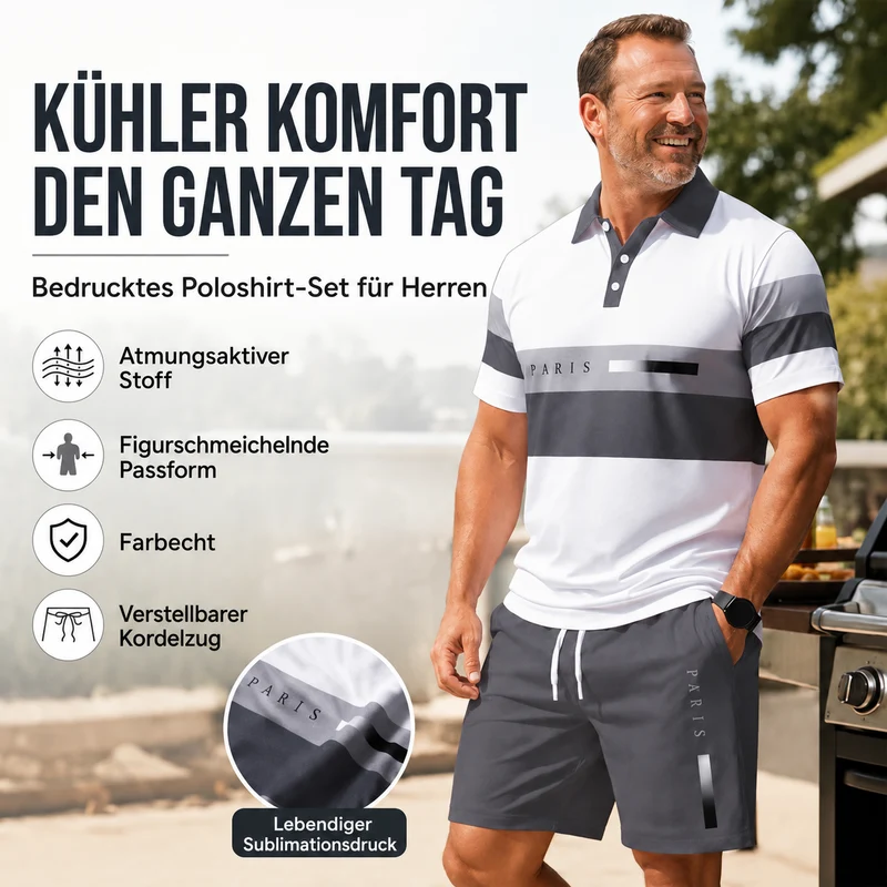 Adlerino | Lässiger Herren-Zweiteiler mit Kontraststreifen
