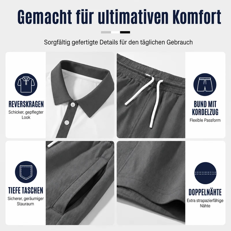 Adlerino | Lässiger Herren-Zweiteiler mit Kontraststreifen