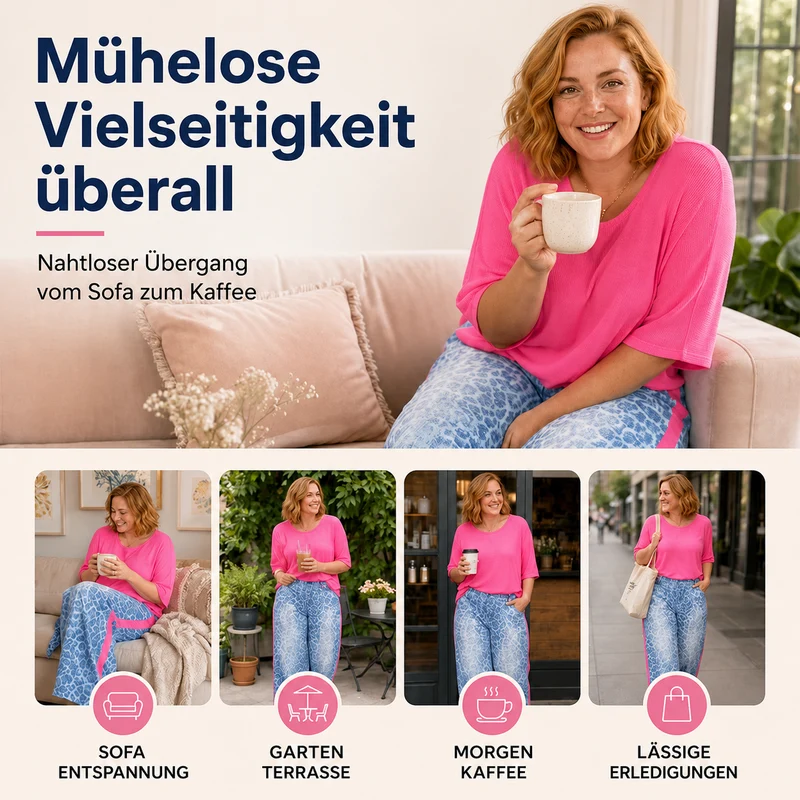 Abessa | Damen-Set mit lockerem Oberteil und Leo-Print