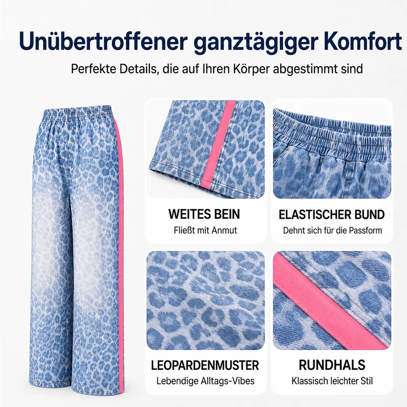 Abessa | Damen-Set mit lockerem Oberteil und Leo-Print