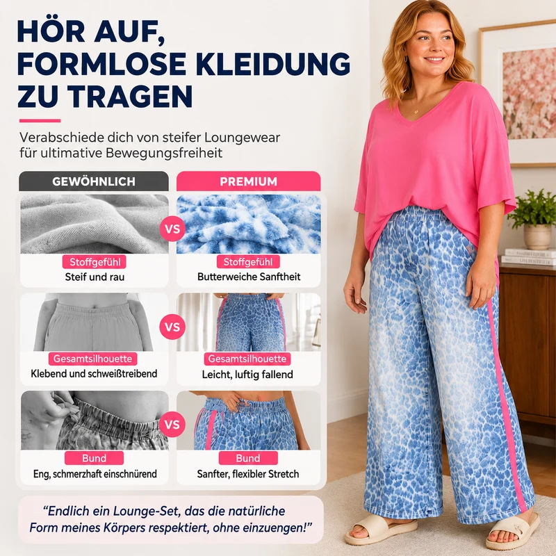 Abessa | Damen-Set mit lockerem Oberteil und Leo-Print