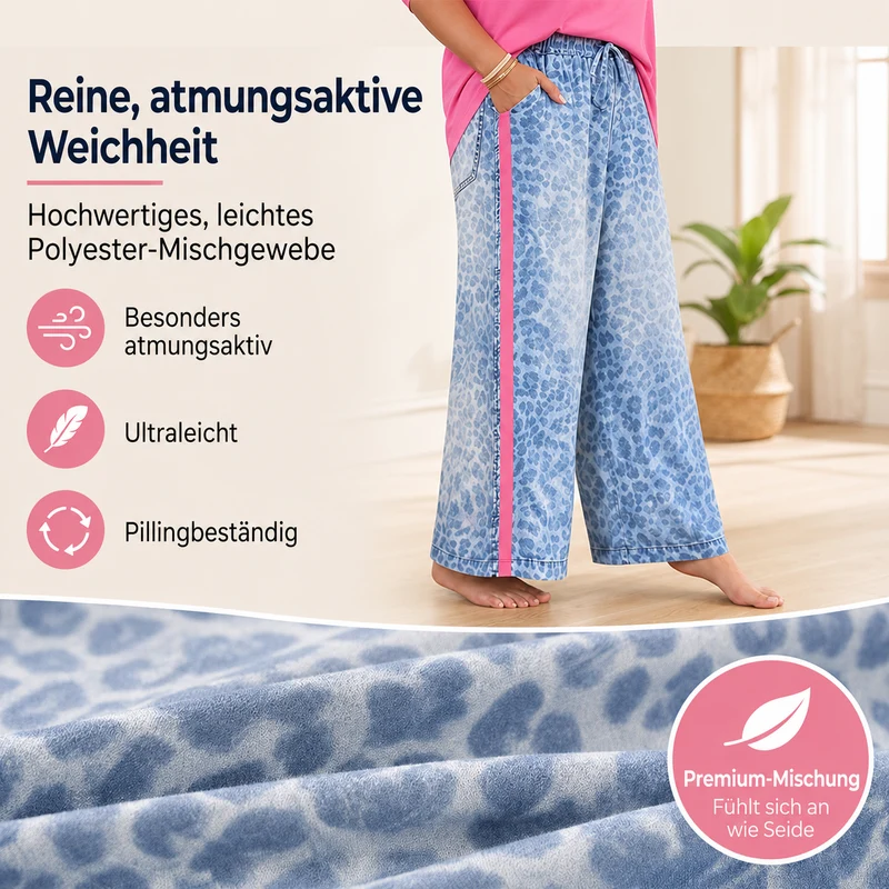 Abessa | Damen-Set mit lockerem Oberteil und Leo-Print