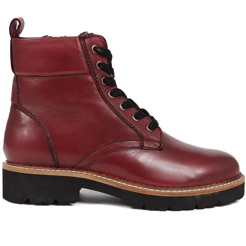 Lace-Up Leather Boots - MAGNU38009 / 324 542 - Burgundy