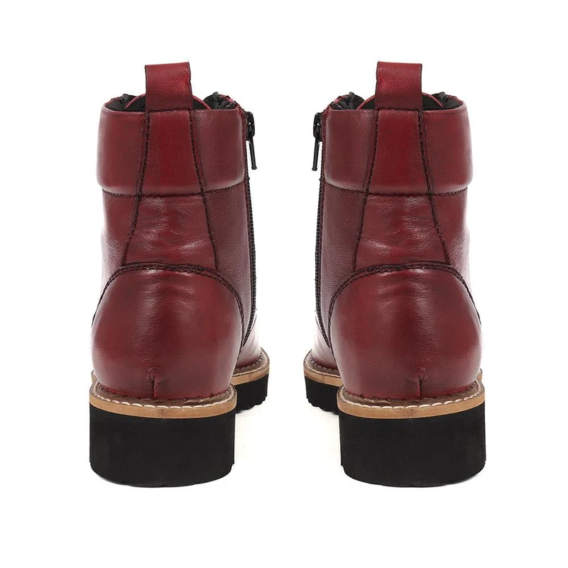 Lace-Up Leather Boots - MAGNU38009 / 324 542 - Burgundy