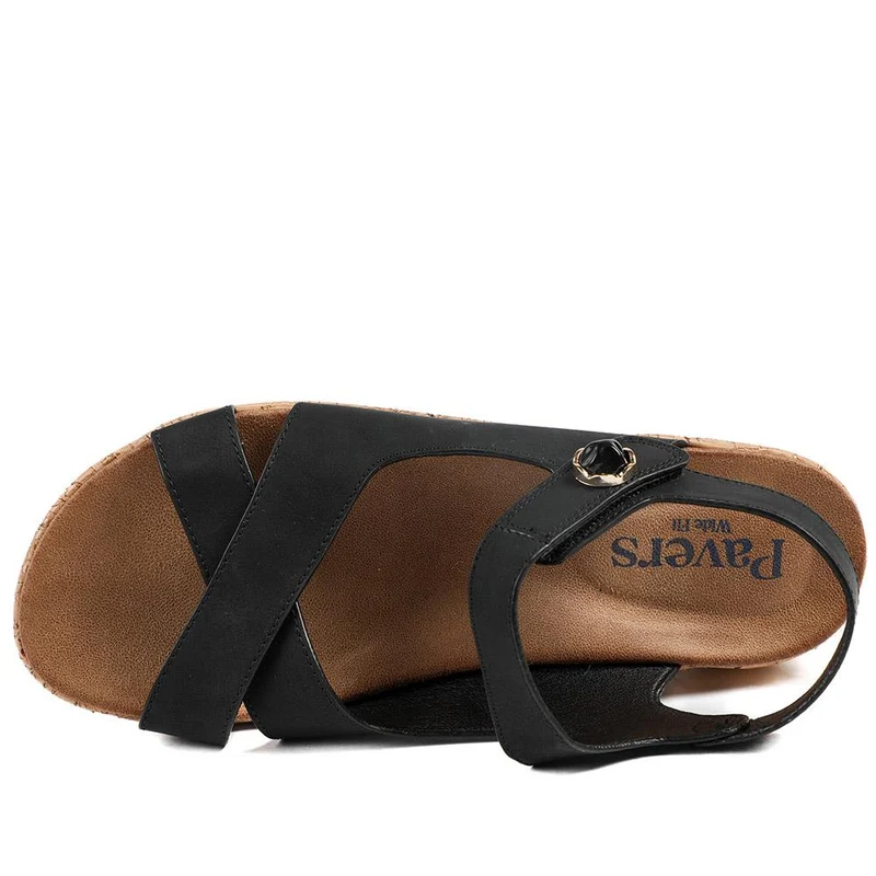Wide Fit Adjustable Fit Cushioned Sandals - BAIZH43041 / 329 247 - Black