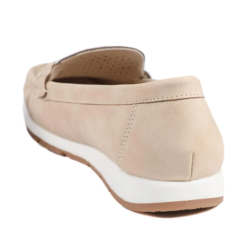 Breathable Buckle Detailed Moccasins - BAIZH41039 / 327 317 - Beige