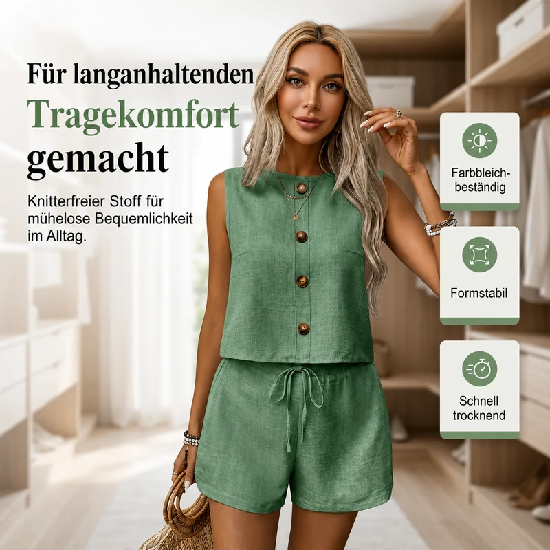 Darthy | Ärmelloses Sommer-Set mit Knopfleiste