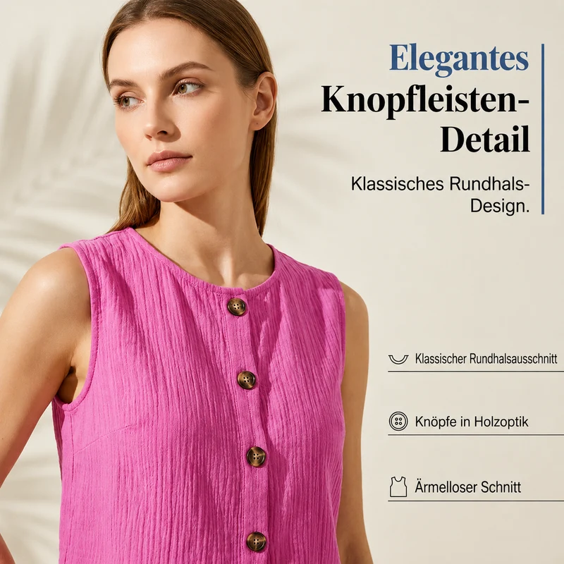 Darthy | Ärmelloses Sommer-Set mit Knopfleiste