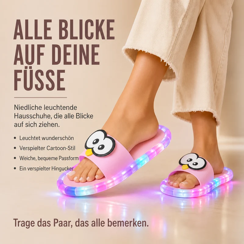Yalmean | Niedliche Cartoon-Hausschuhe mit Leuchtsohle