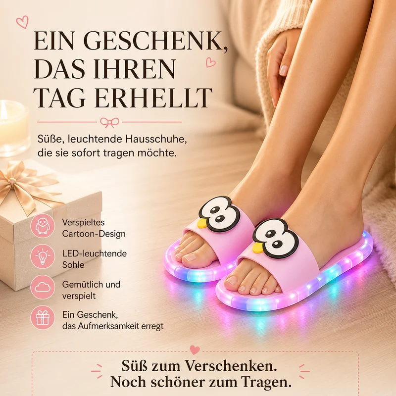 Yalmean | Niedliche Cartoon-Hausschuhe mit Leuchtsohle
