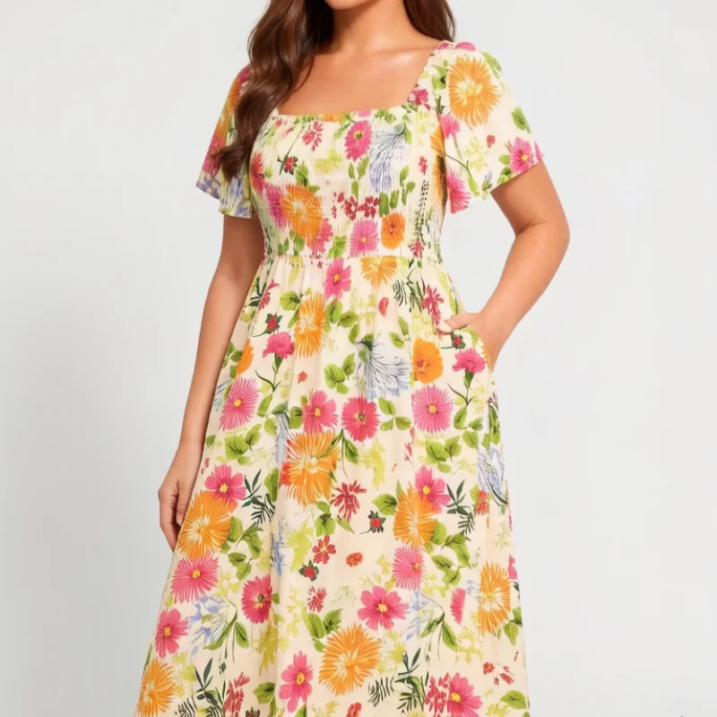 Phelia | Florales Kleid mit Raffung und Taschen