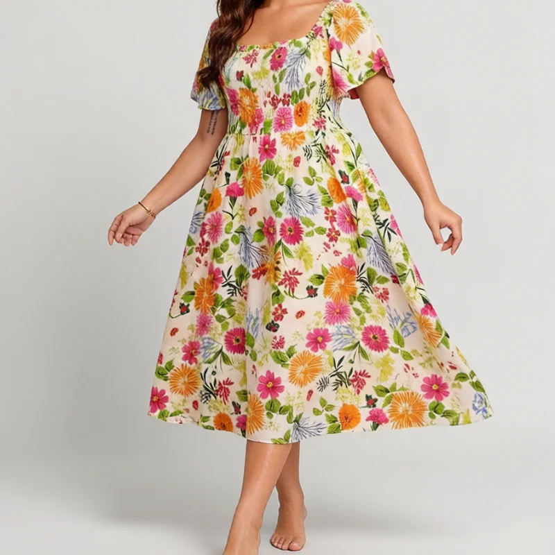 Phelia | Florales Kleid mit Raffung und Taschen