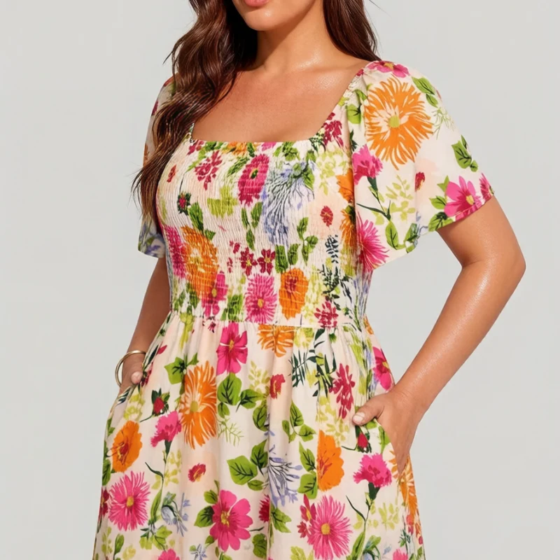 Phelia | Florales Kleid mit Raffung und Taschen