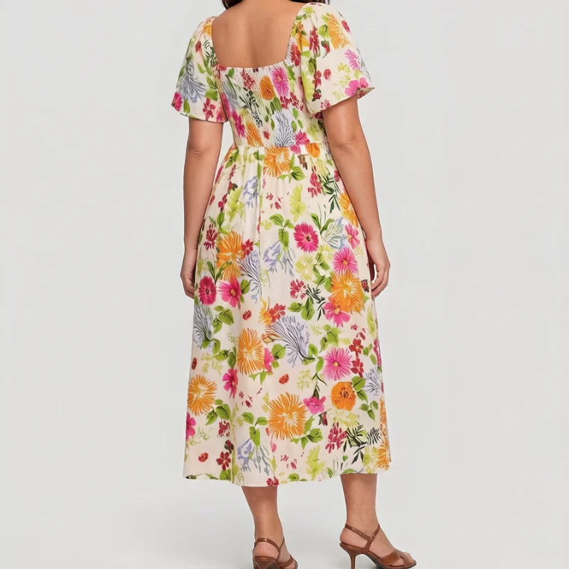 Phelia | Florales Kleid mit Raffung und Taschen