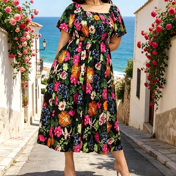Phelia | Florales Kleid mit Raffung und Taschen