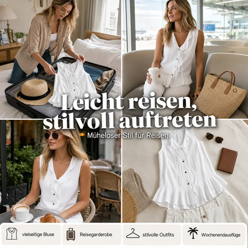 Brigela | Luftiges Baumwolltop mit Bindeband und Rüschensaum