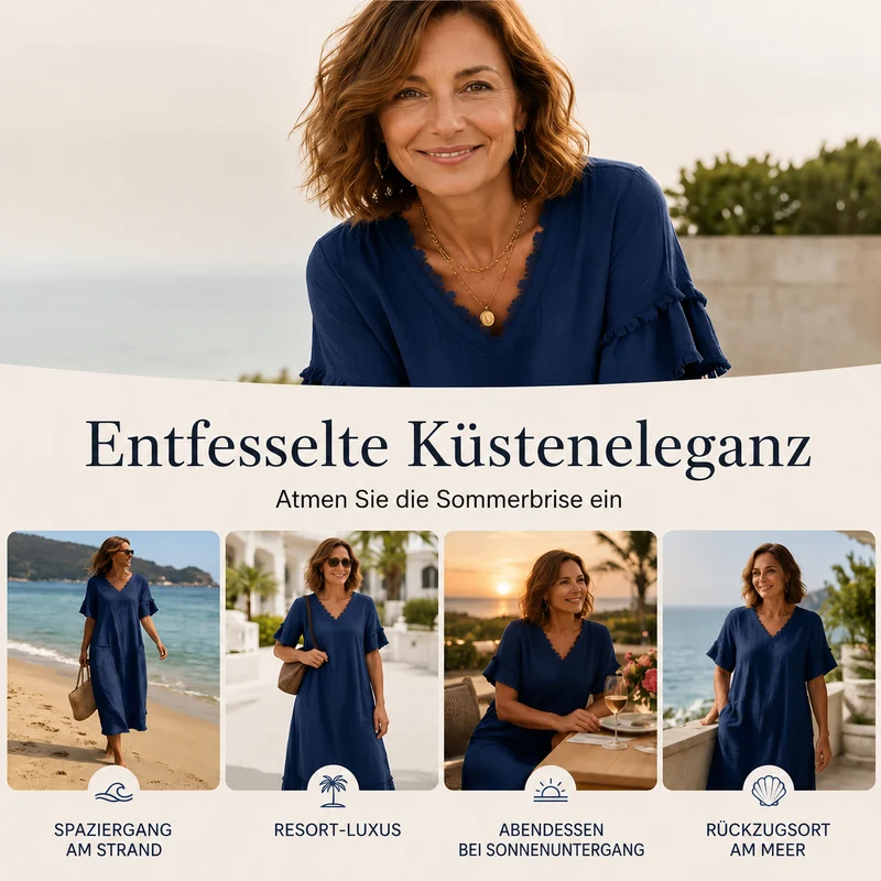 Bruhildda | Boho-Kleid aus Baumwolle mit Quastenbesatz