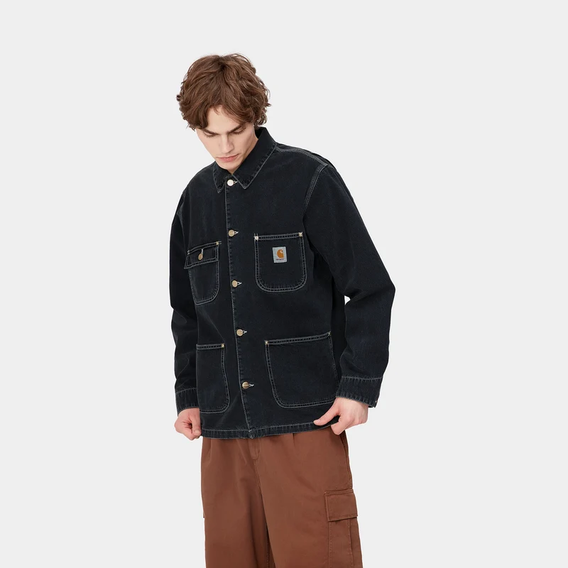 Carhartt WIP Herren OG Chore Heavy Stone Wash Jacke - Schwarz