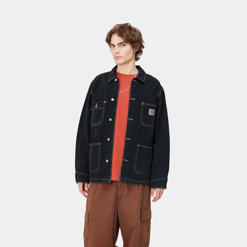 Carhartt WIP Herren OG Chore Heavy Stone Wash Jacke - Schwarz