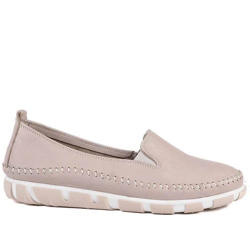 Slip-On Leather Pumps - GOKH39011 / 326 241 - Stone