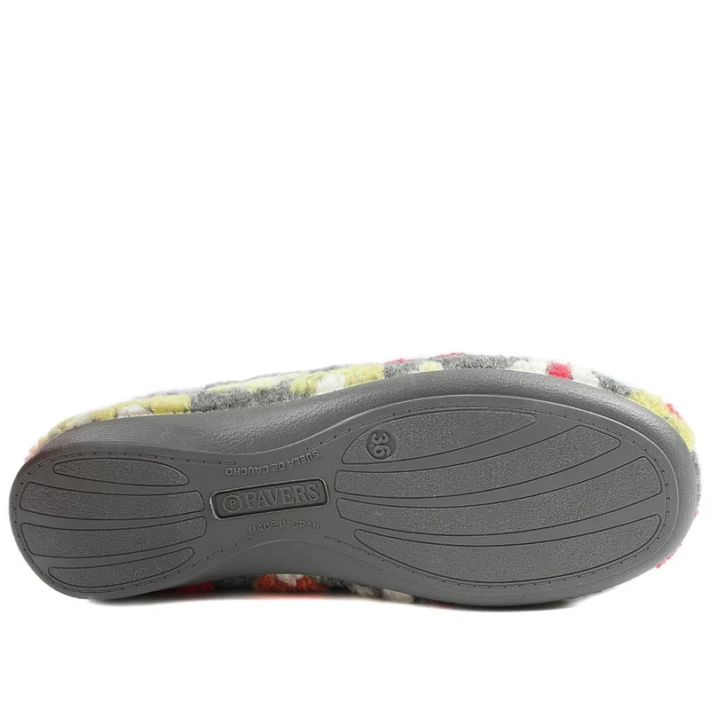 Soft Floral Full Slippers - FEVI43001 / 329 503 - Grey Multi