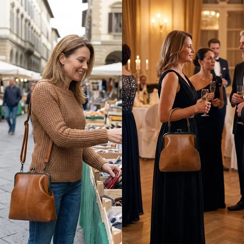 Farlina | Vintage-Schultertasche mit Bügelverschluss