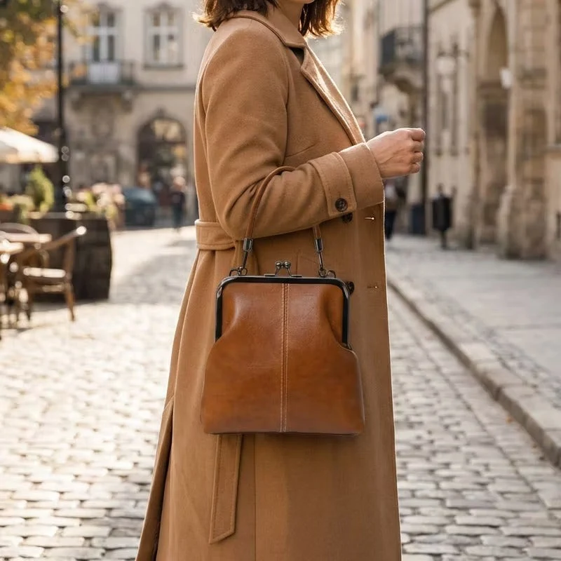 Farlina | Vintage-Schultertasche mit Bügelverschluss