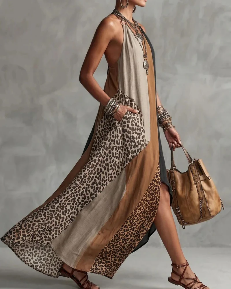 Zasvie | Ärmelloses Maxikleid mit Leopardenmuster
