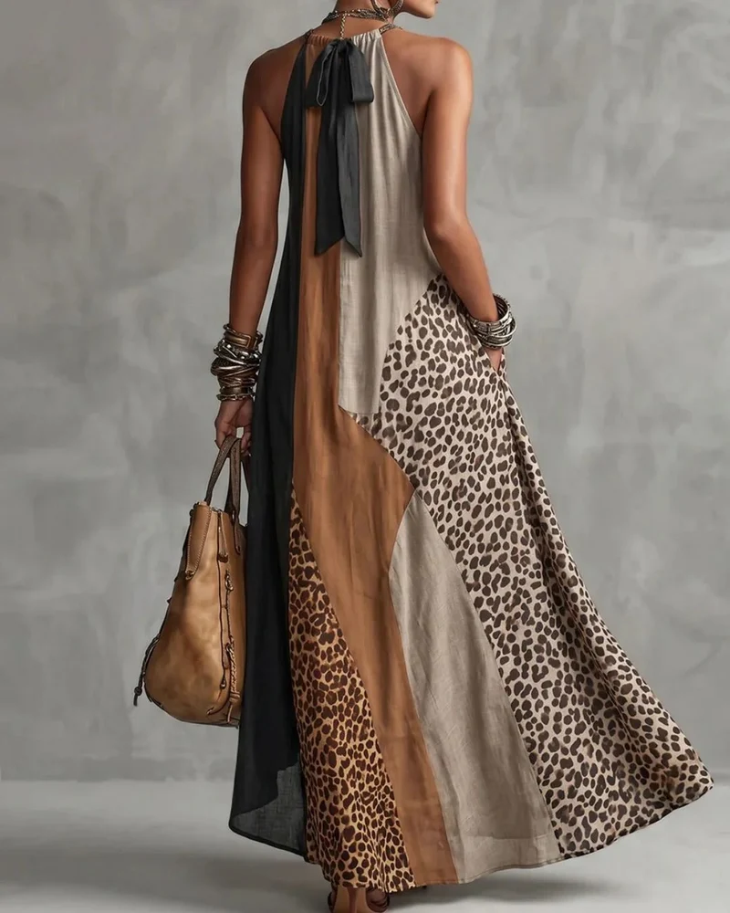 Zasvie | Ärmelloses Maxikleid mit Leopardenmuster