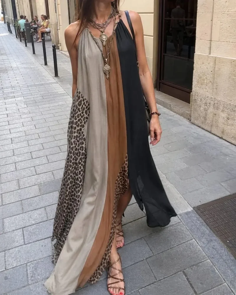 Zasvie | Ärmelloses Maxikleid mit Leopardenmuster