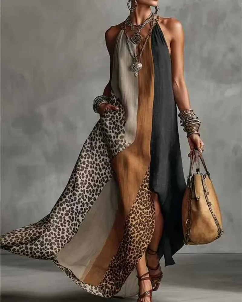 Zasvie | Ärmelloses Maxikleid mit Leopardenmuster