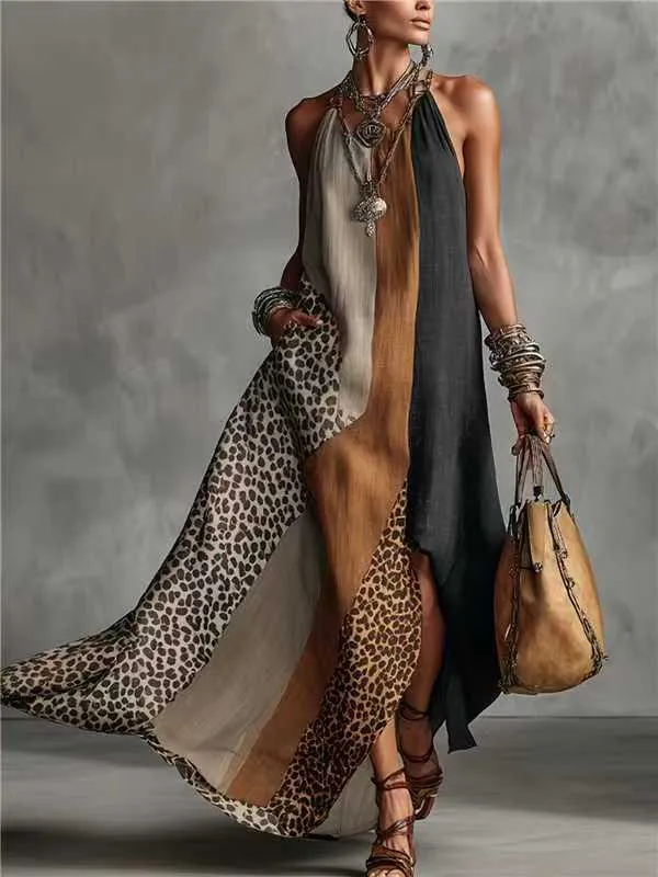 Zasvie | Ärmelloses Maxikleid mit Leopardenmuster