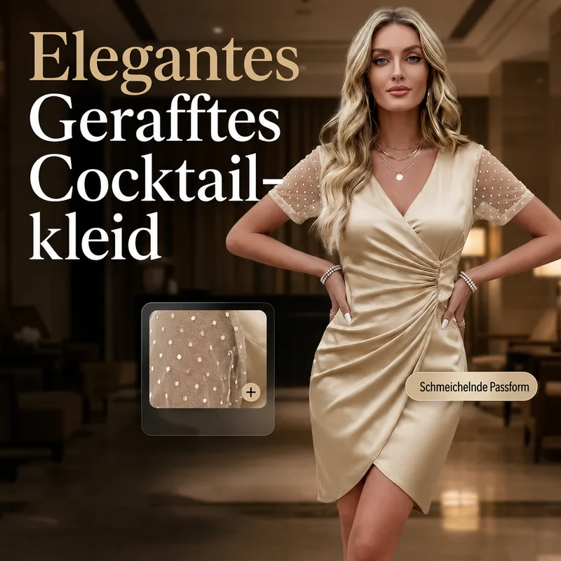 Luoreda | Wickelkleid mit transparenten Punktärmeln