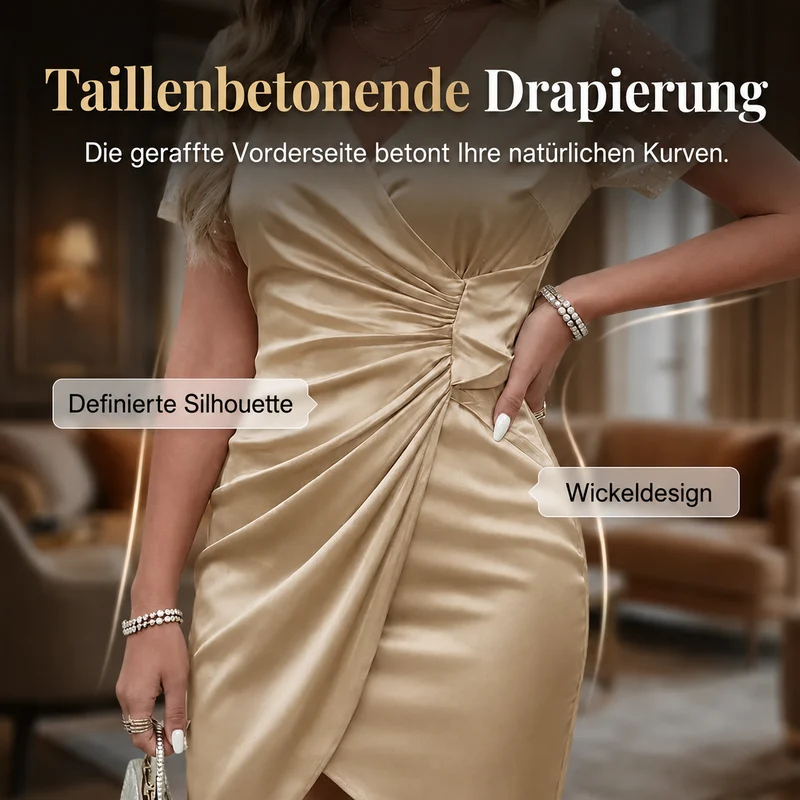 Luoreda | Wickelkleid mit transparenten Punktärmeln