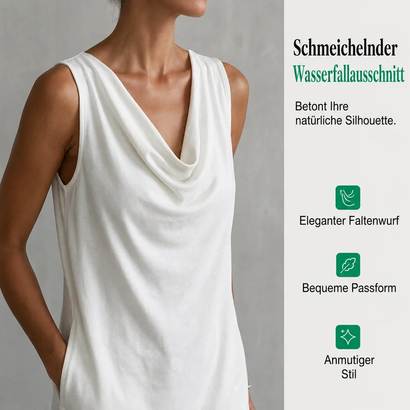 Kelena | Ärmelloses Kleid mit Wasserfallausschnitt und Taschen