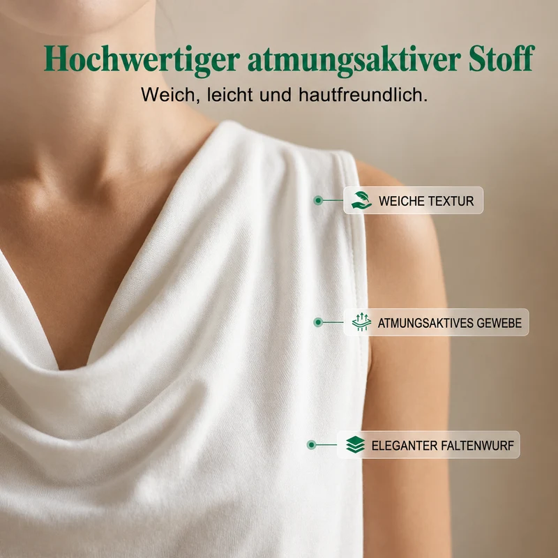 Kelena | Ärmelloses Kleid mit Wasserfallausschnitt und Taschen