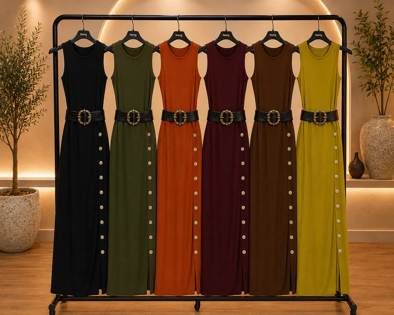 Sealyn | Ärmelloses Maxikleid mit Gürtel und Seitenschlitz
