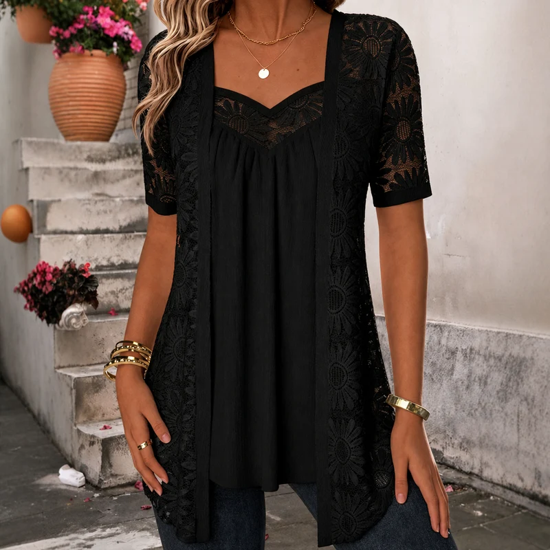 Soravie | Bequeme Spitzenbluse für Alltag und Freizeit