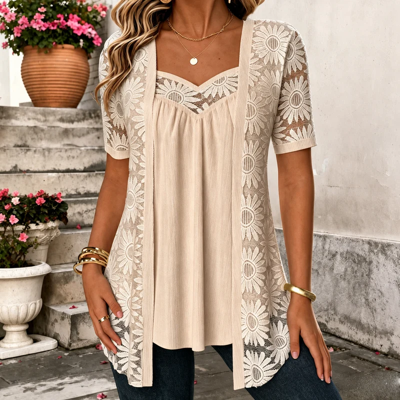 Soravie | Bequeme Spitzenbluse für Alltag und Freizeit