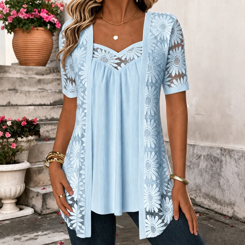 Soravie | Bequeme Spitzenbluse für Alltag und Freizeit