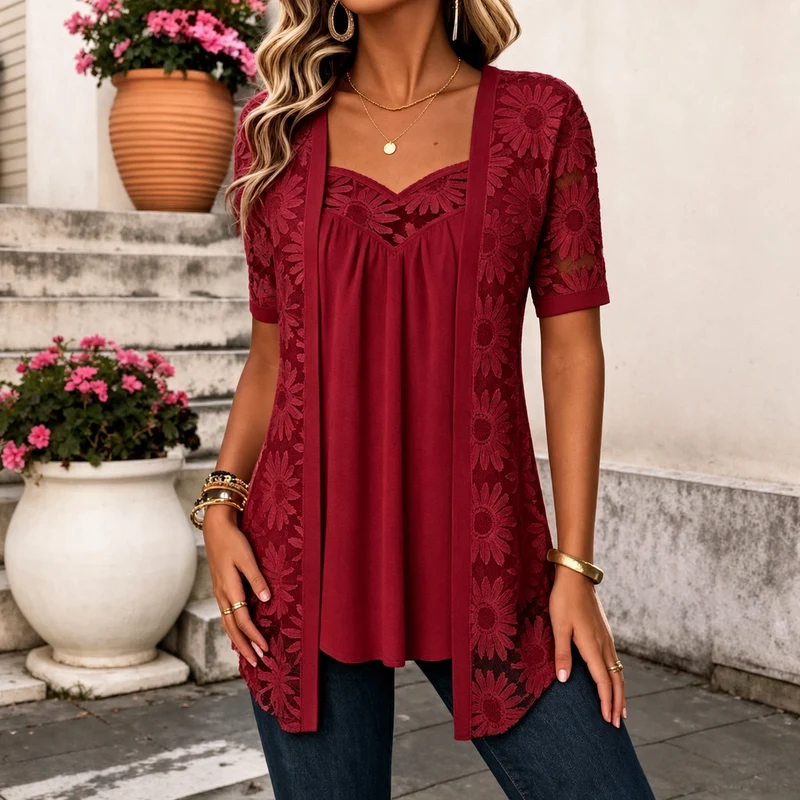 Soravie | Bequeme Spitzenbluse für Alltag und Freizeit