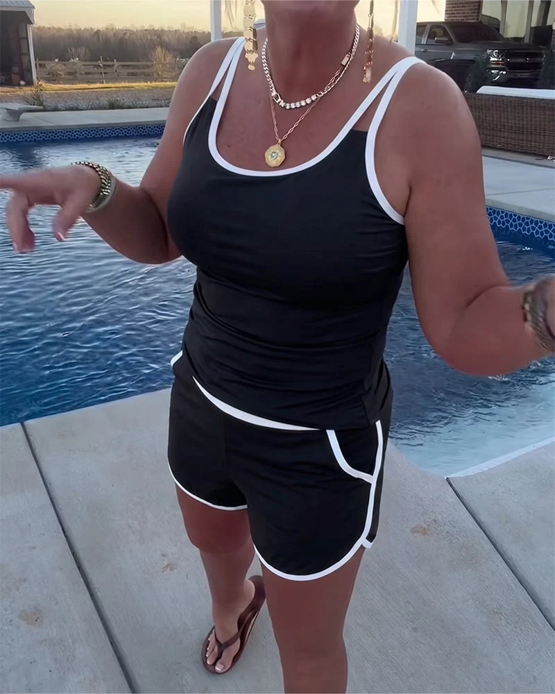 Cybella | Moderner Tankini mit zweifarbigem Besatz