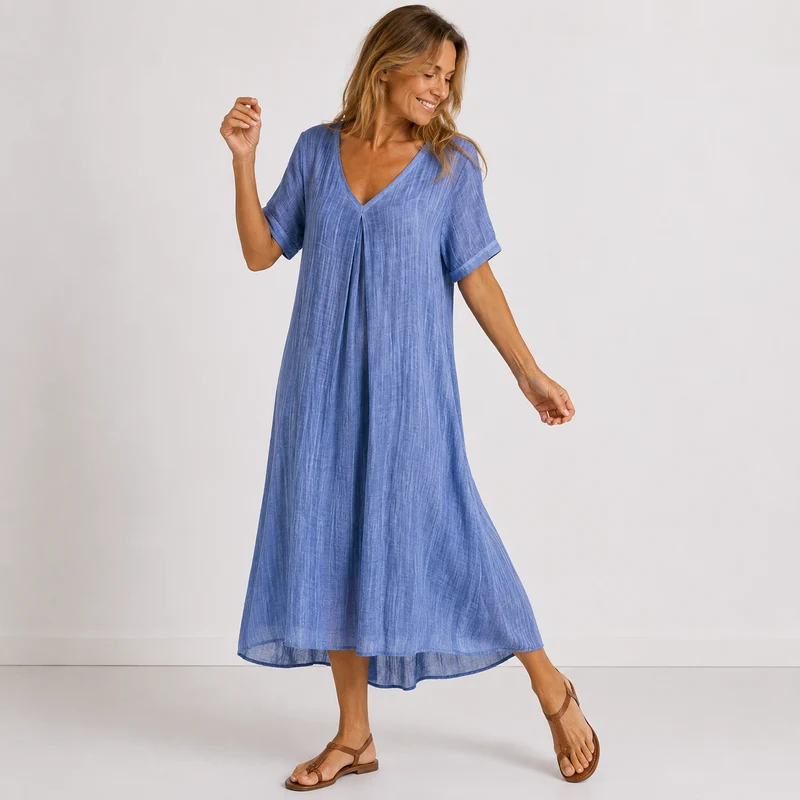 Navelia | Elegantes Maxikleid mit kurzer Ärmelpartie
